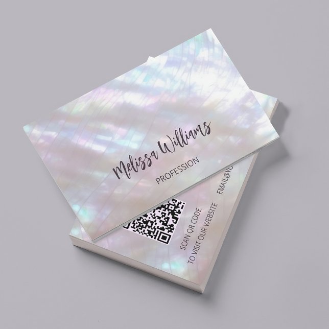 QR Code | Mother-of-pearl Shimmering Business Card (Creator Uploaded)