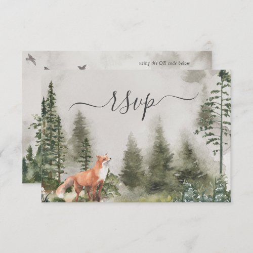 QR Code Mountain Forest Rustic Woods Wedding RSVP