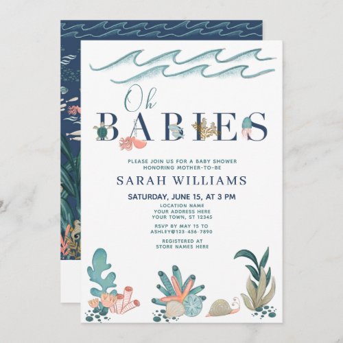 QR Code Multiples Under the Sea Oh Babies Shower Invitation