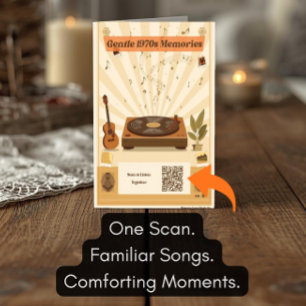 QR Code Music Playlist Sign   1970s Nostalgia Gift Card