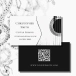 Qr Code Musical Black White Guitar Lessons  Business Card at Zazzle