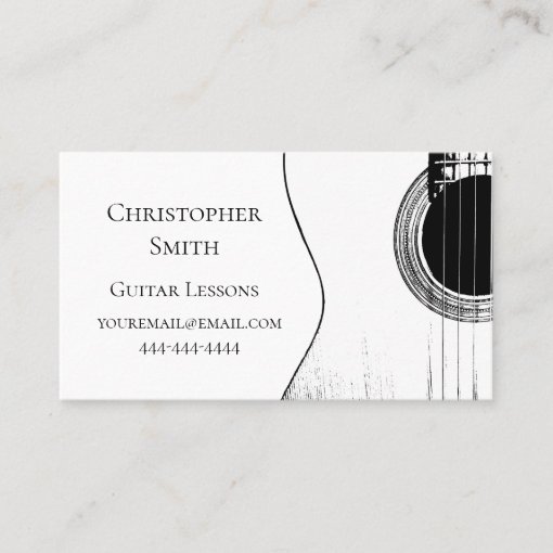 Qr code musical black white guitar lessons business card zazzle
