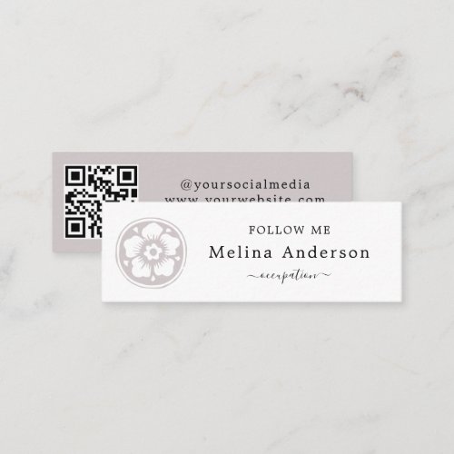 QR Code Muted Pink Social Media   Mini Business Card