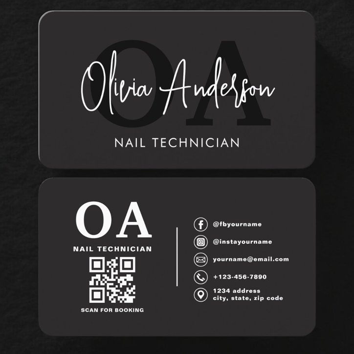 QR Code Nail Specialist Artist Business Card