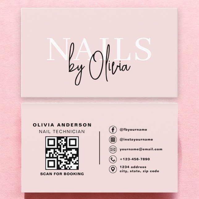 QR Code Nail Specialist Artist Modern Typography  Business Card (Creator Uploaded)