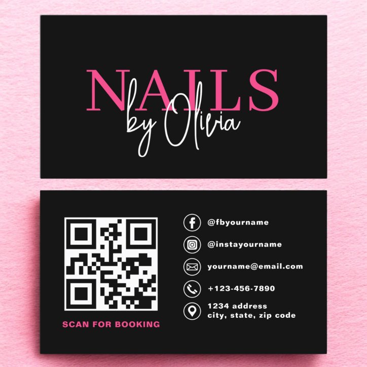 QR Code Nail Specialist Artist Modern Typography Business Card