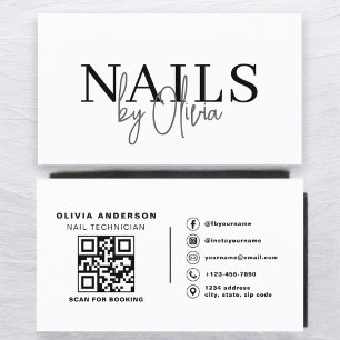 QR Code Nail Specialist Artist Modern Typography  Business Card