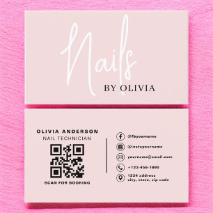 QR Code Nail Specialist Artist Modern Typography  Business Card
