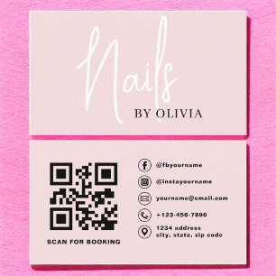 QR Code Nail Specialist Artist Modern Typography Business Card