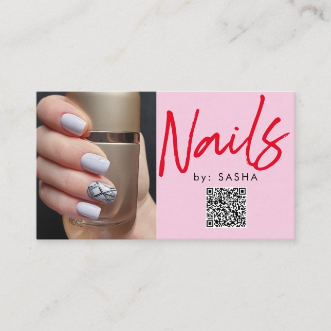 QR code nails photo business cards (Front)