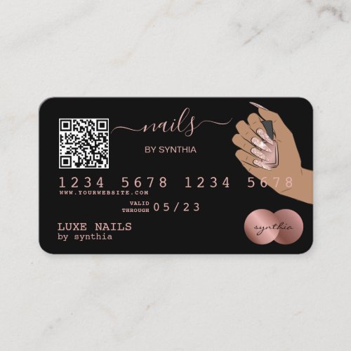 QR code Nails Technician Credit Card Rose Gold