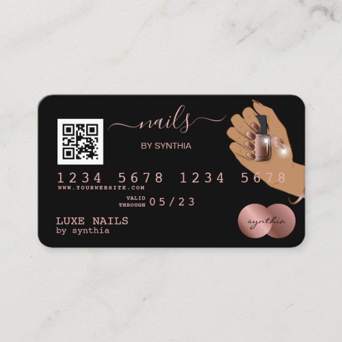 QR code Nails Technician Credit Card Rose Gold