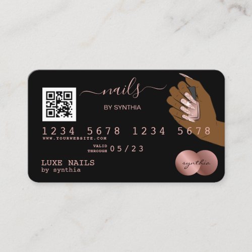 QR code Nails Technician Credit Card Rose Gold