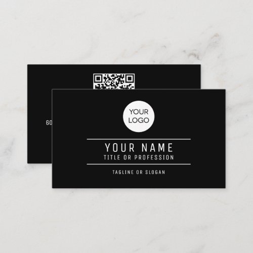 QR Code Name Professional Logo Black Calling Card