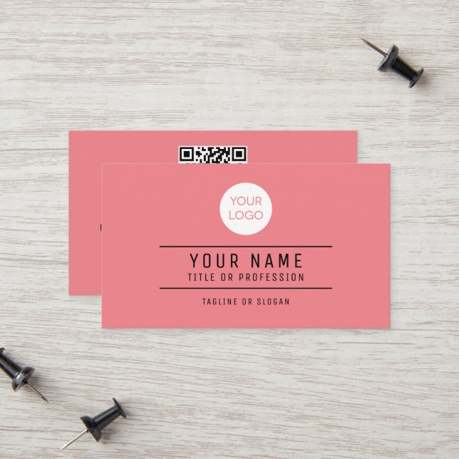 QR Code Name Professional Logo Carissma Pink Calling Card (Front/Back In Situ)