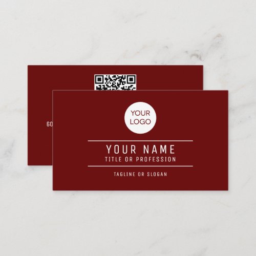 QR Code Name Professional Logo Dark Red Calling Card