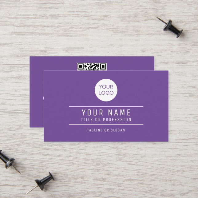 QR Code Name Professional Logo Deep Lavender Calling Card (Front/Back In Situ)