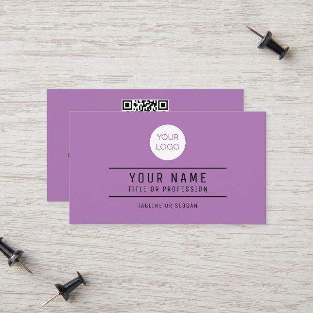 QR Code Name Professional Logo Lavender Calling Card (Front/Back In Situ)