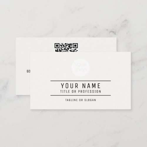 QR Code Name Professional Logo Off White Calling Card