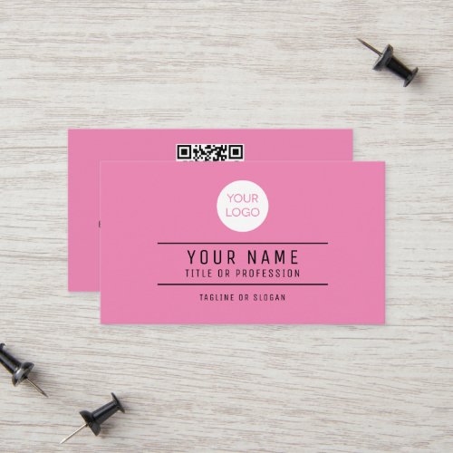 QR Code Name Professional Logo Pink Calling Card
