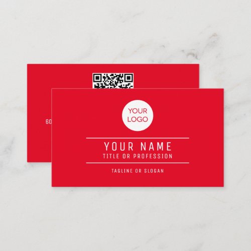 QR Code Name Professional Logo Red Calling Card