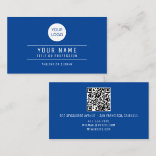QR Code Name Professional Logo Royal Blue Calling Card