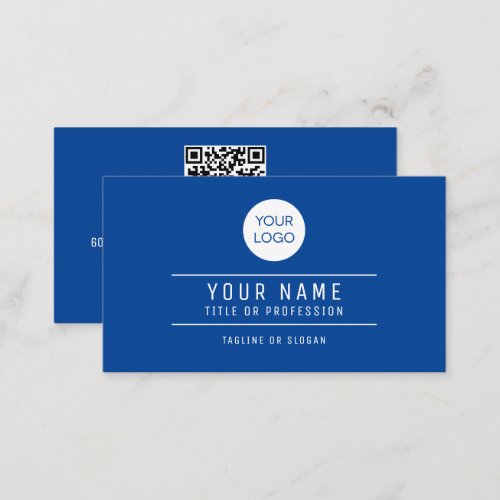 QR Code Name Professional Logo Royal Blue Calling Card