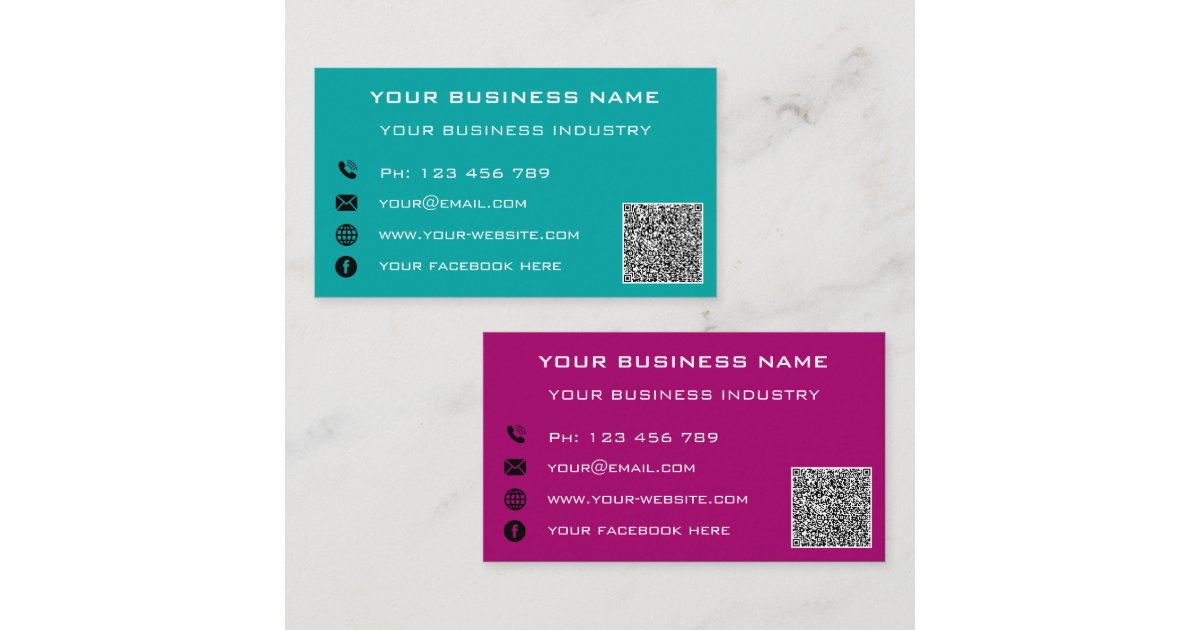 Qr Code Name Text QR Code Name Text Info Your Colors Business Card | Zazzle