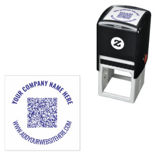 QR Code Name Website Business Round Stamp