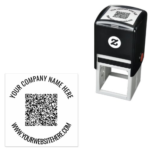 QR Code Name Website or Custom Text Round Stamp