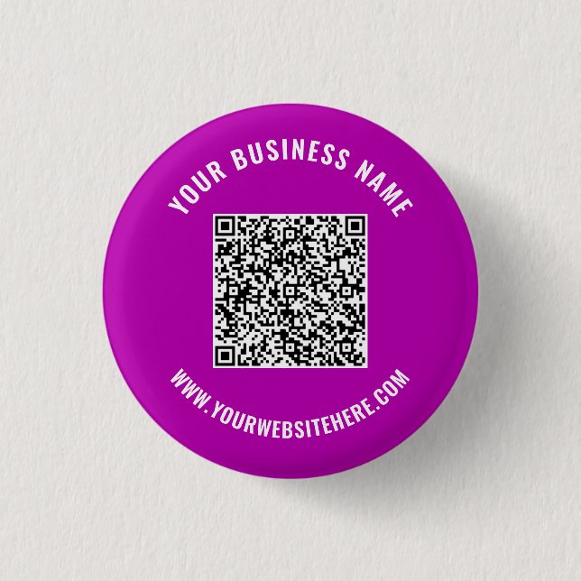 QR Code Name Website Promotional Button Your Color (Front)