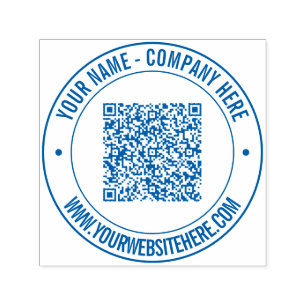 QR Code Name Website Round Self-inking Stamp