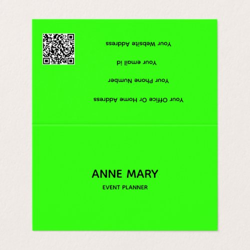 QR Code Neon Green Modern Colorful Events Cool Business Card