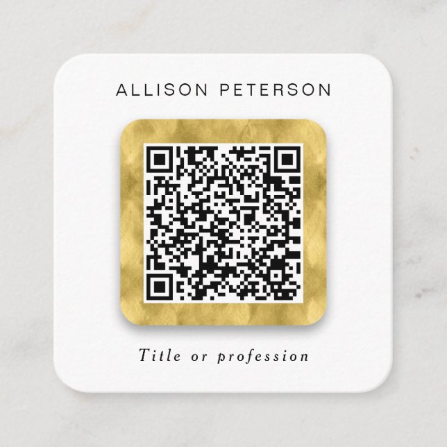 QR code networking simple modern gold Square Business Card (Front)