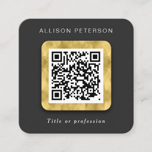 QR code networking simple modern gold Square Squar Square Business Card
