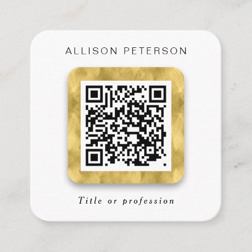 QR code networking simple modern gold Square Square Business Card