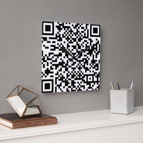 Qr code no numbers square wall clock