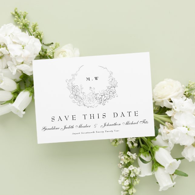 QR Code NON-PHOTO Classic Elegance | Subtle Wreath Save The Date (Creator Uploaded)
