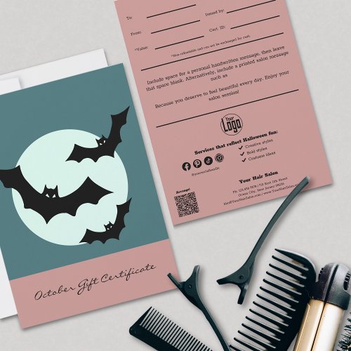 QR Code Note Halloween Stylist Gift Certificate