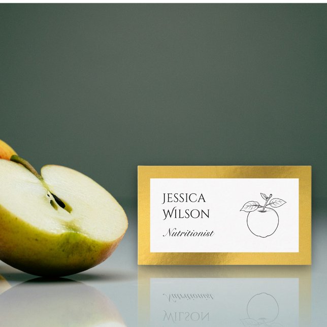 QR code nutritionist fruit gold foil business card (Creator Uploaded)