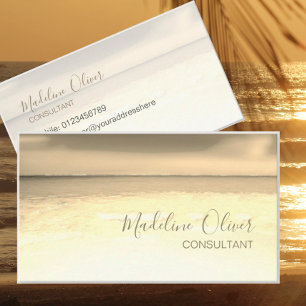 QR Code Ocean Beach Sea Travel Vintage Photo Business Card