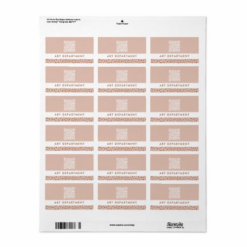 QR CODE office department beige  brown boho dots Label