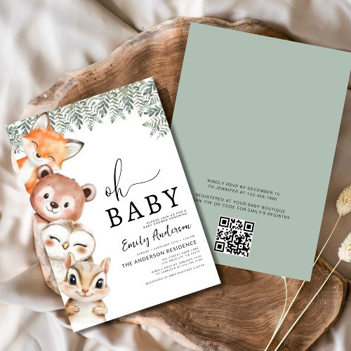 Woodland Brown baby shower invitation