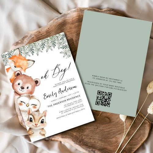 Woodland Brown baby shower invitation