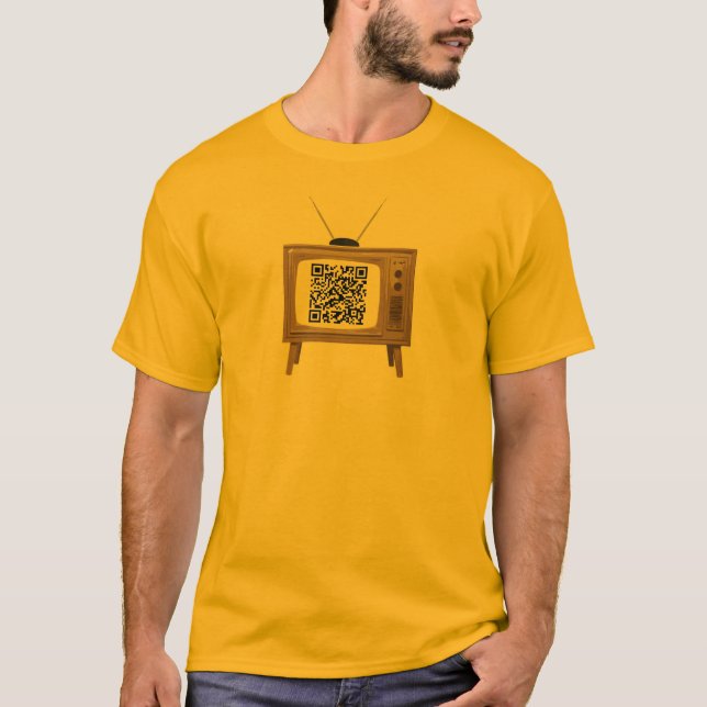 QR Code Old Fashioned TV T-Shirt Template (Front)