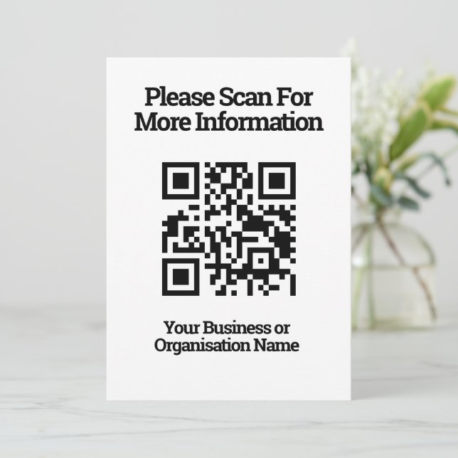 QR Code on a Card for Customer Information (Standing Front)