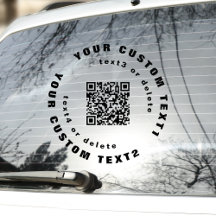 QR code on Clear Vinyl circle Car Window Bumper St