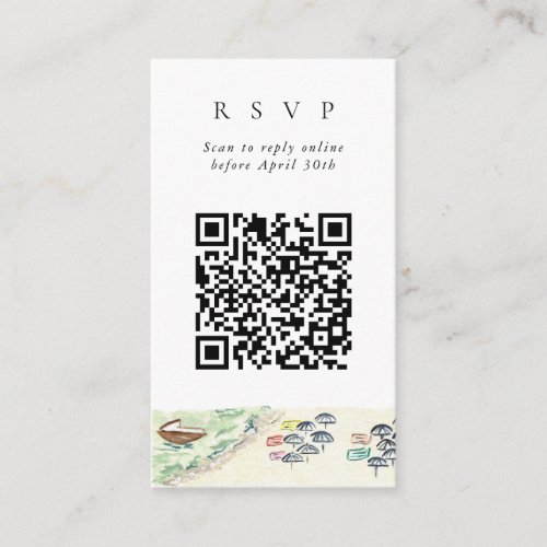 QR Code Online Beach Positano Website RSVP Enclosure Card