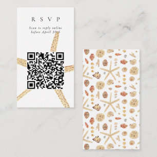 QR Code Online Beach Seashells Website RSVP Enclosure Card