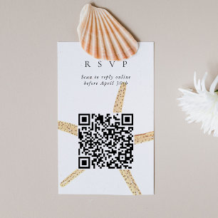 QR Code Online Beach Seashells Website RSVP Enclosure Card